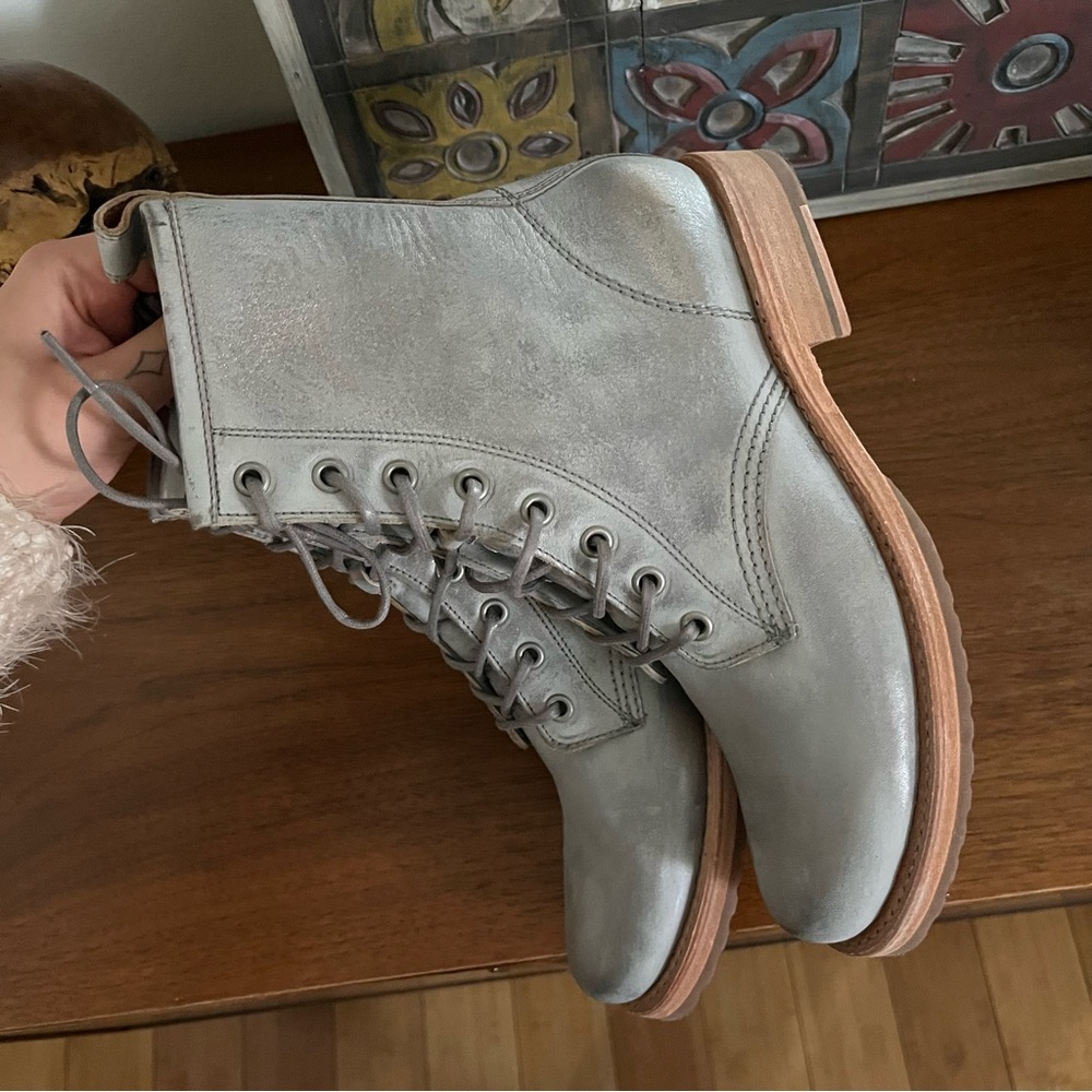 Frye Women's Gray Combat Boots - Picture 3 of 4